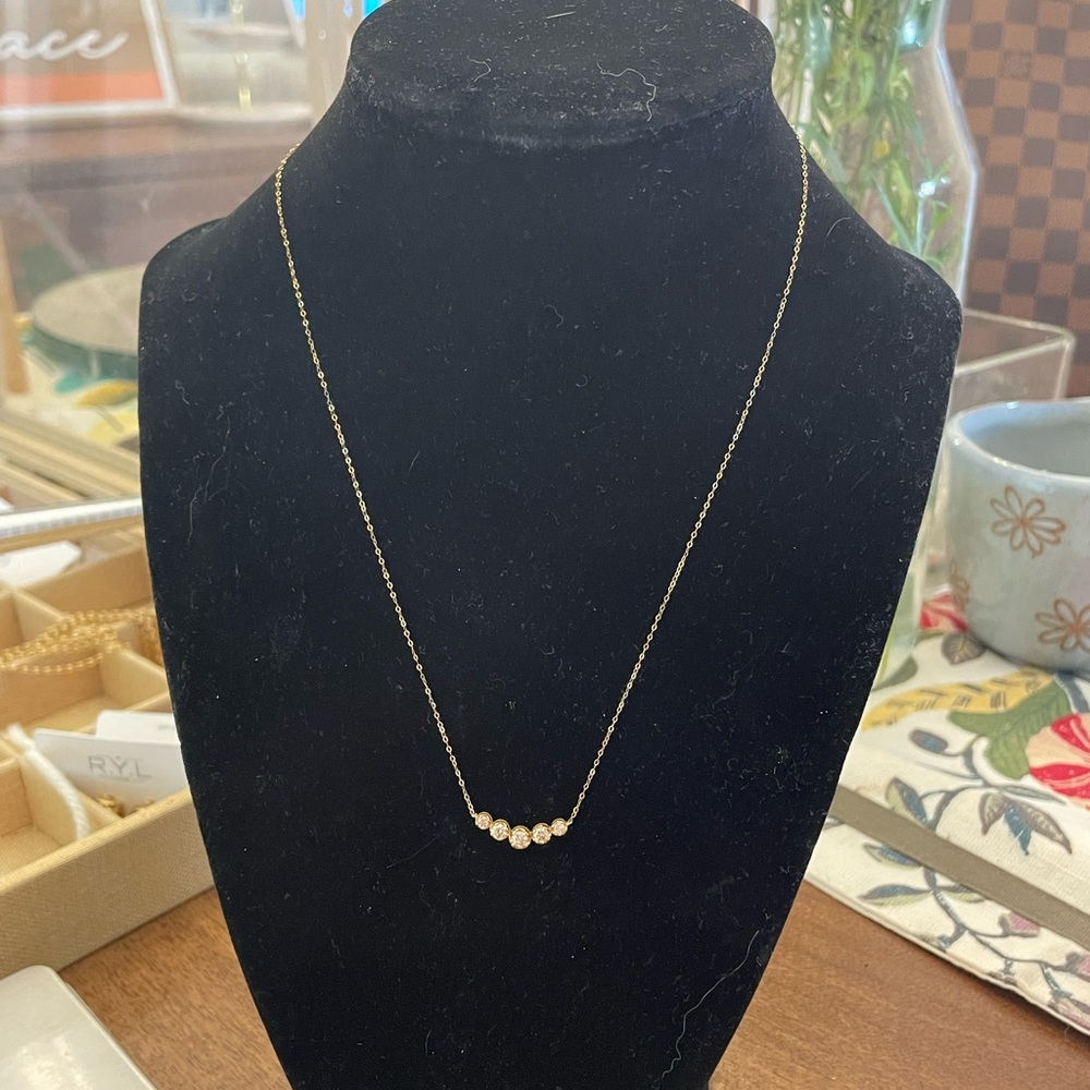 natural diamond necklace .32 ctw with 18” adjustable 18k yg chain